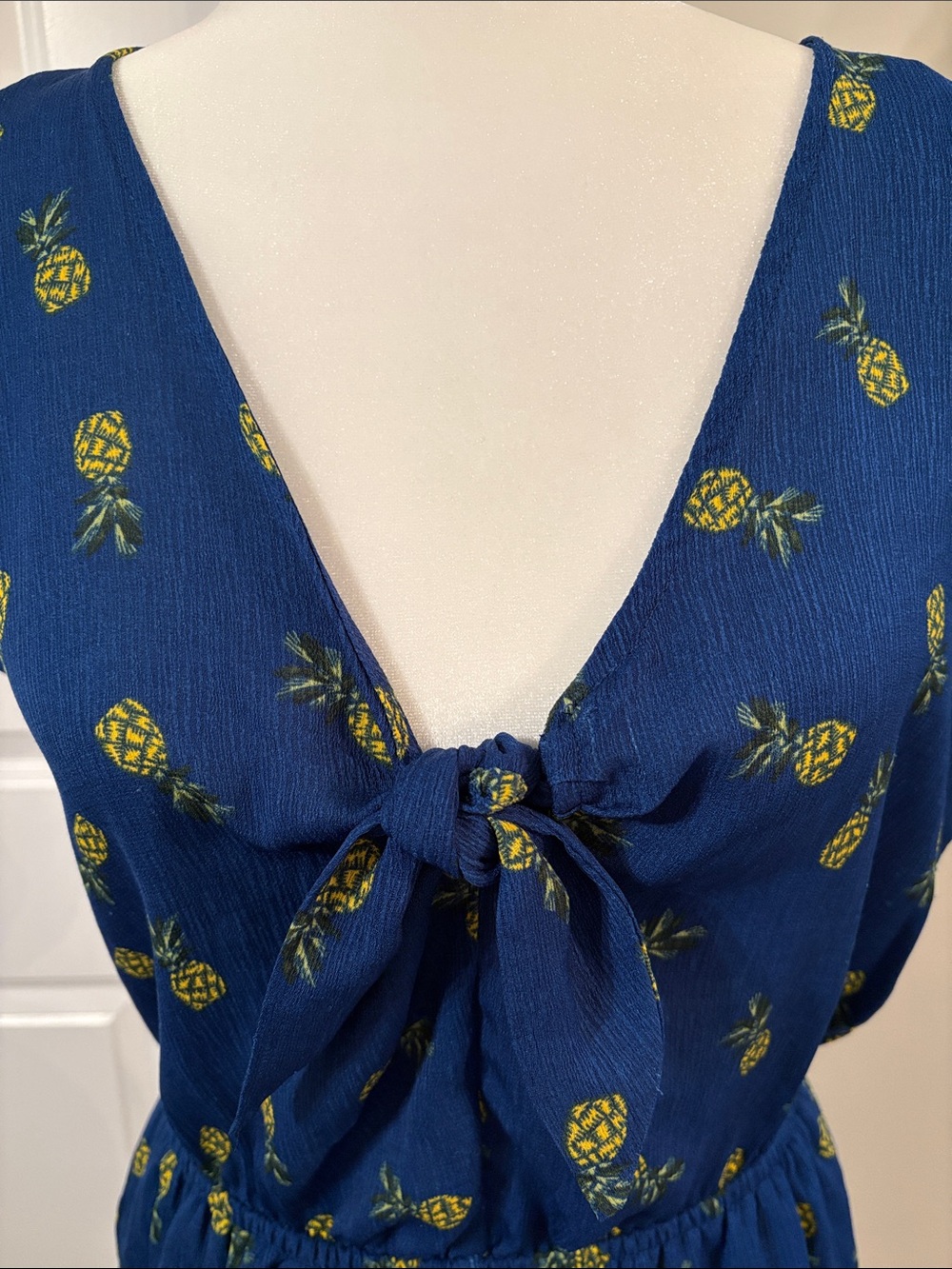 As U Wish Blue Pineapple Tie-Front Romper - Picture 2 of 12